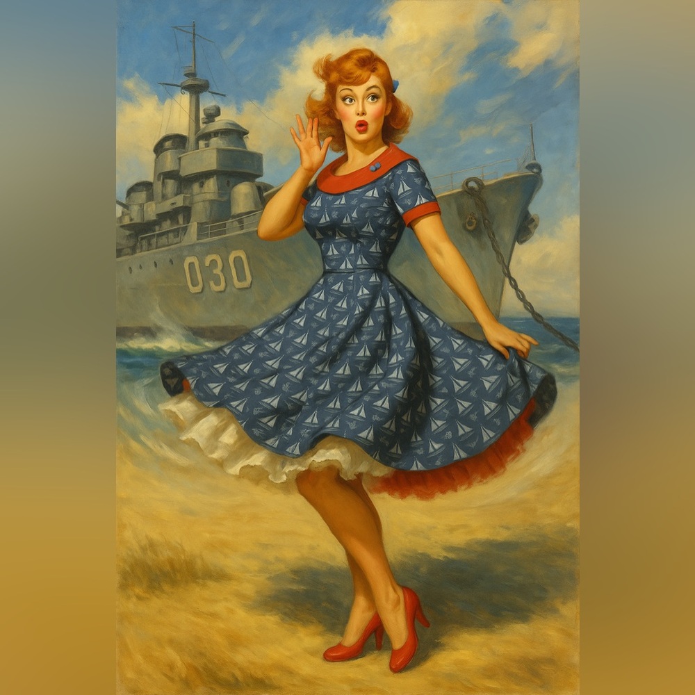 Unique Vintage Dolly and Dotty 50s Darlene Nautical Sailboats Swing Dress, NWT! - Picture 10 of 15